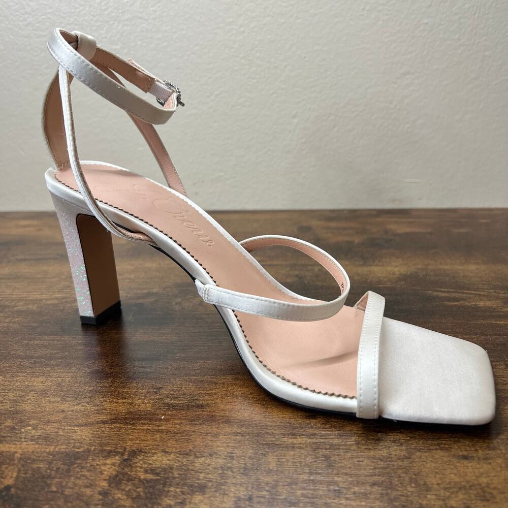 J.Crew Ava Dress Sandals 9.5 Womens Strappy Glitter Heels Open Toe Ankle Wedding